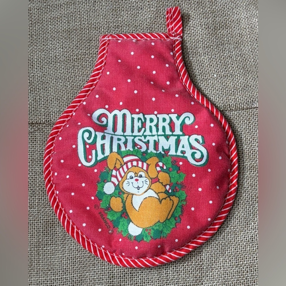 Vintage Franco Anthropomorphic Bunny Christmas Pot Holder Kitsch Whimsical